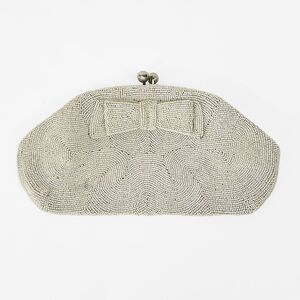 Vintage Josef White with Bow Clutch Purse Hand Beaded in Japan 40's 50's MCM